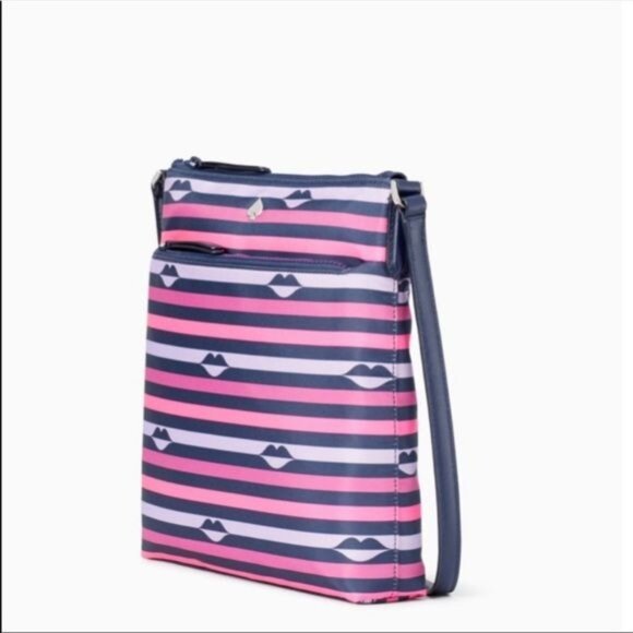 NEW Kate Spade Jae Crossbody Nylon Leather Flat Pink Multi Striped Hand Bag NEW - Picture 9 of 9